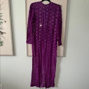 Vintage Metallic Sheer Long Sleeve Whimsical Fairy Witchy Maxi Dress